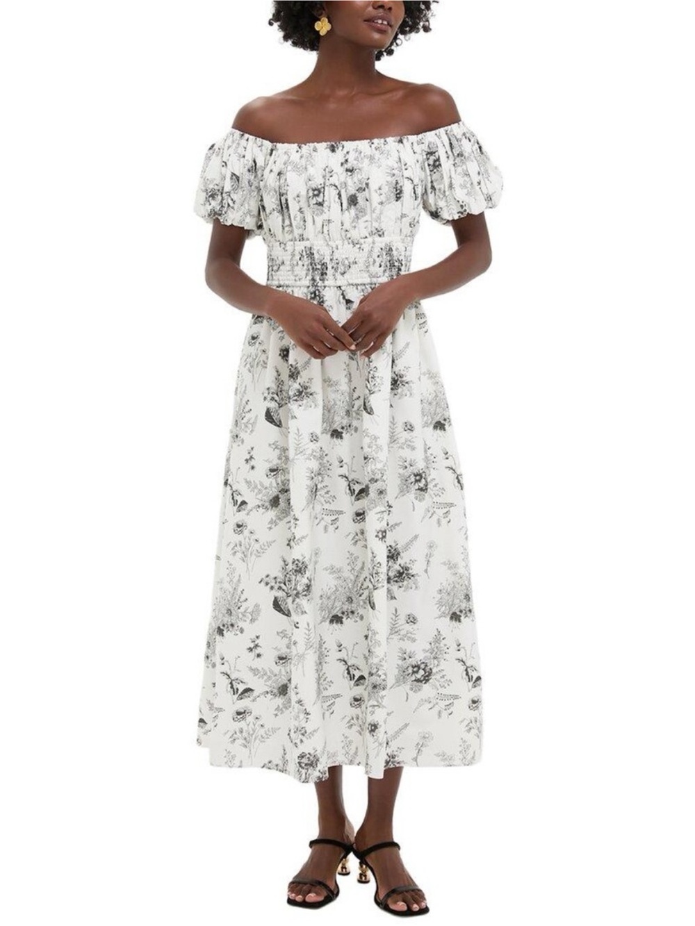 NWT Tuckernuck HYACINTH HOUSE Black & White Floral Smocked Helena Maxi Dress